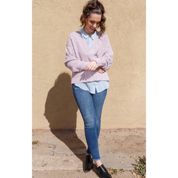 Free People Purple Coco V Neck Knit Sweater - Picture 5 of 16